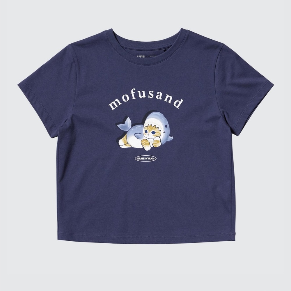 Uniqlo Mofusand Shark Navy Blue Graphic T-Shirt